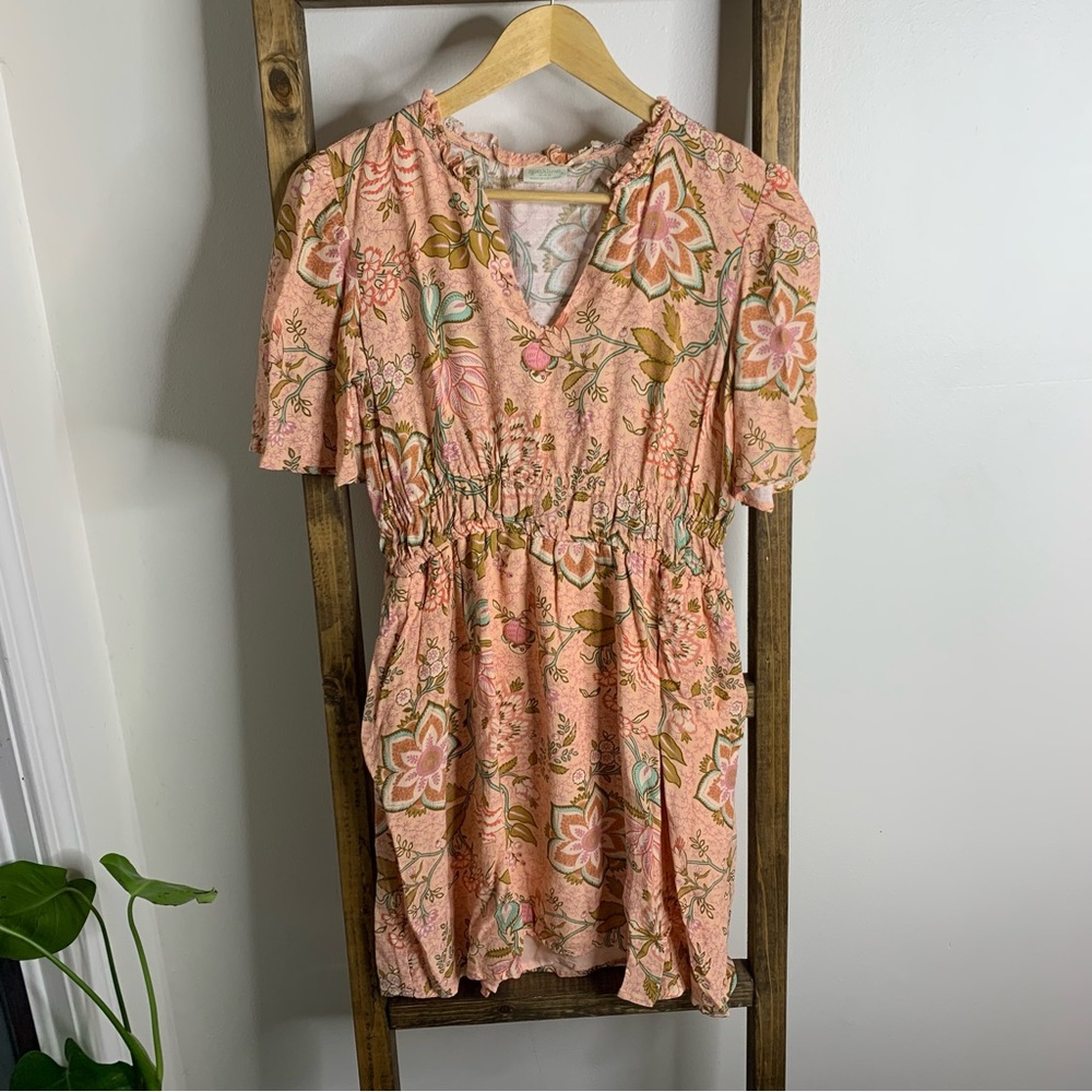 Spartina 449 Elayne Splitneck Dress Calm Waters Floral Chintz Dress